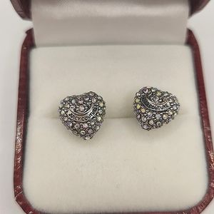 Juicy Couture Authentic Pave Crystal Heart Stud Earrings.